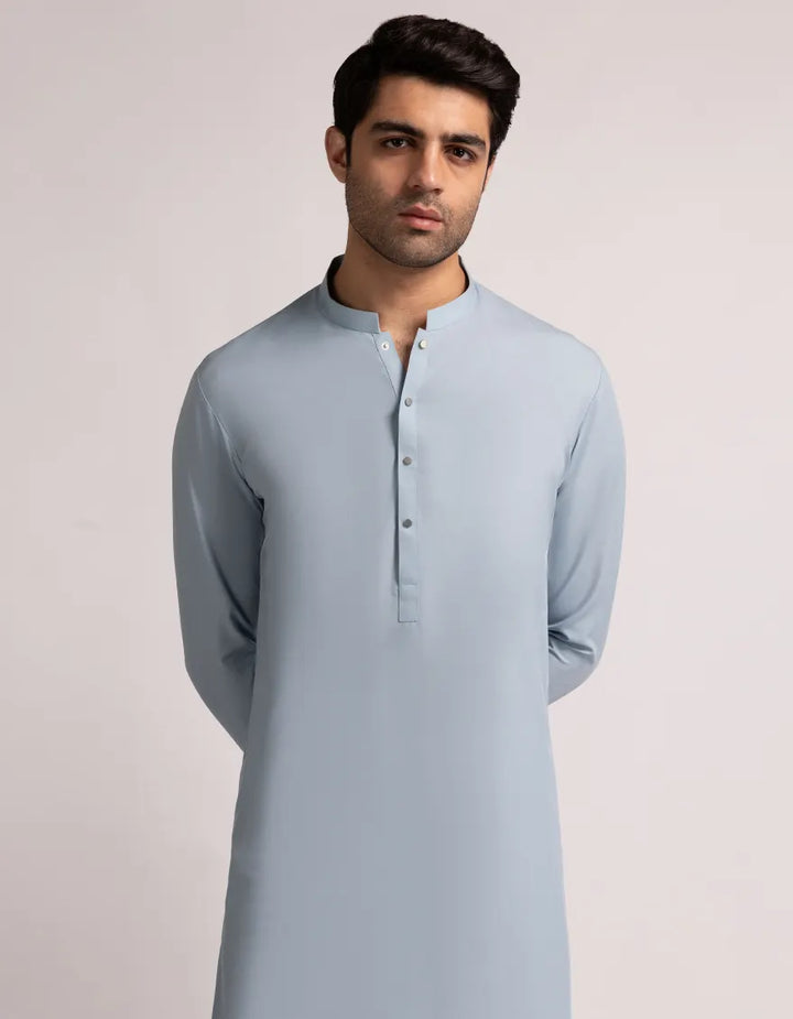 Polyester Sky Blue Shalwar Kameez  - J. Junaid Jamshed