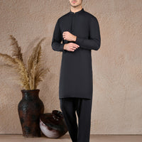 Blended Black Unstitched Suit - J. Junaid Jamshed