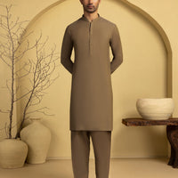 Blended Brown Unstitched Suit - J. Junaid Jamshed