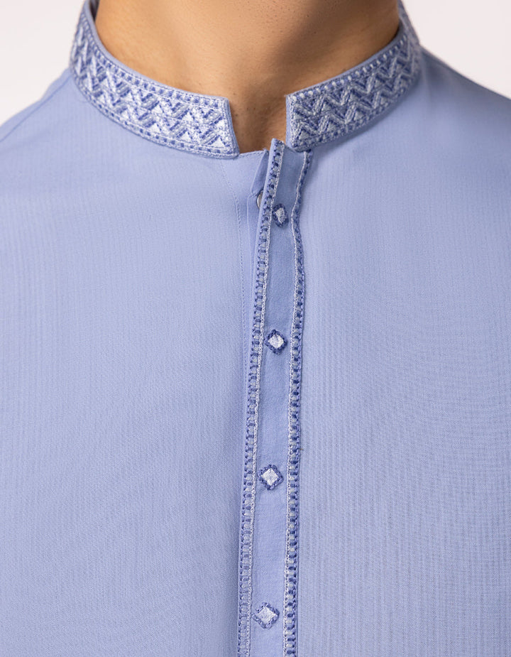 Polyester Periwinkle Kurta - J. Junaid Jamshed