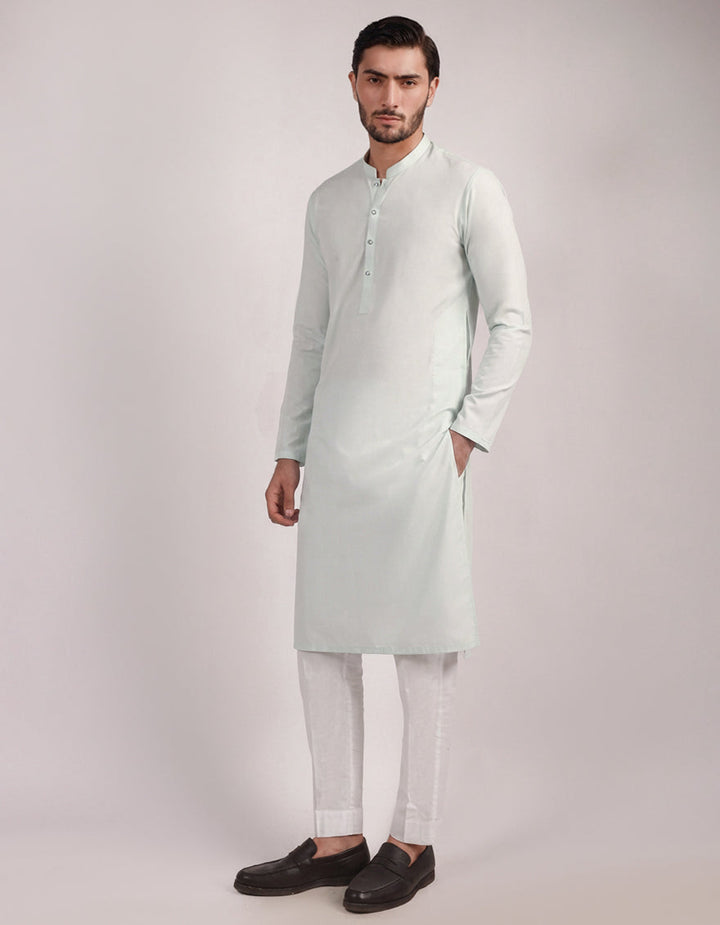 Blended Aqua Green Kurta - J. Junaid Jamshed