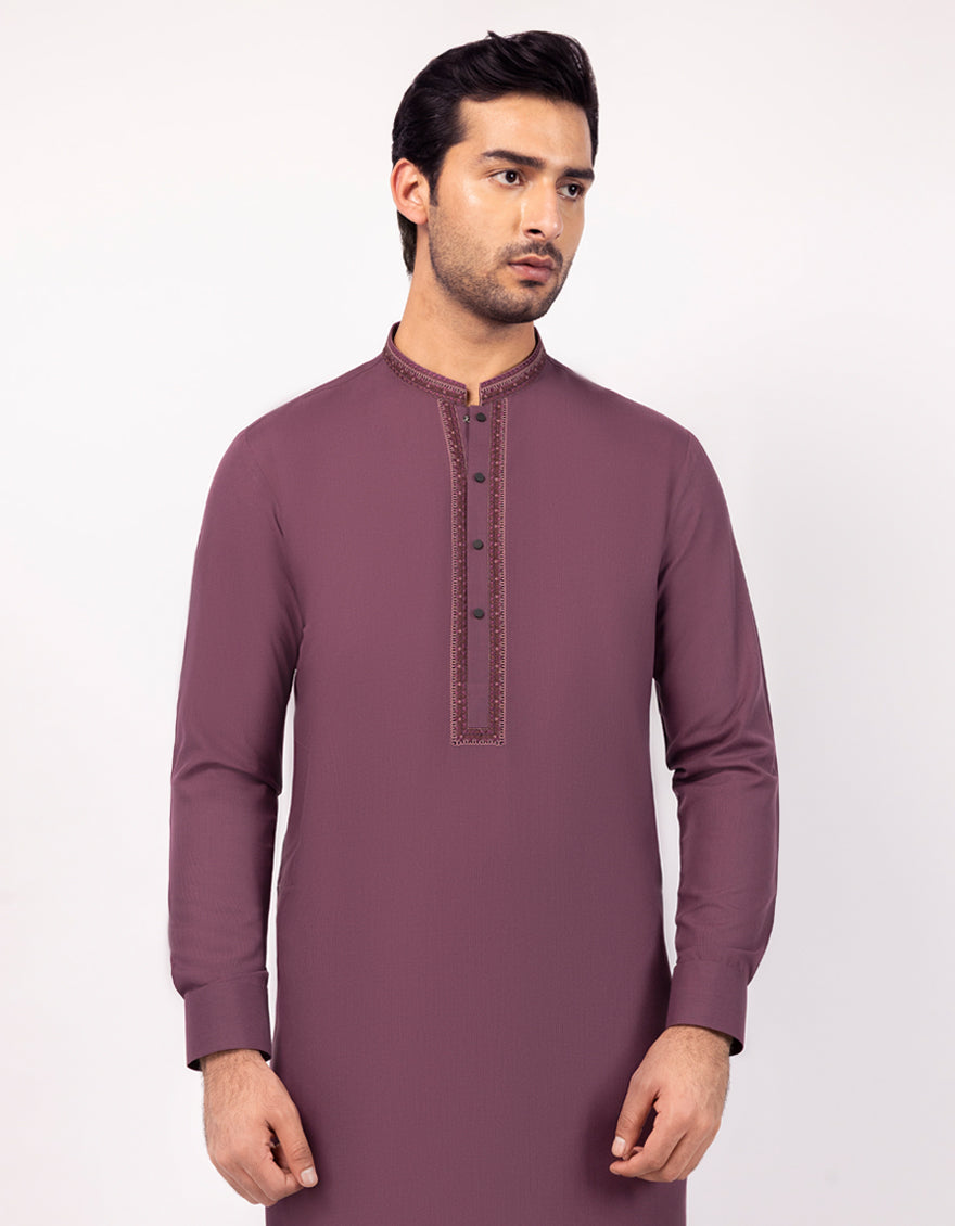 Polyester Violet Kurta Trouser - J. Junaid Jamshed
