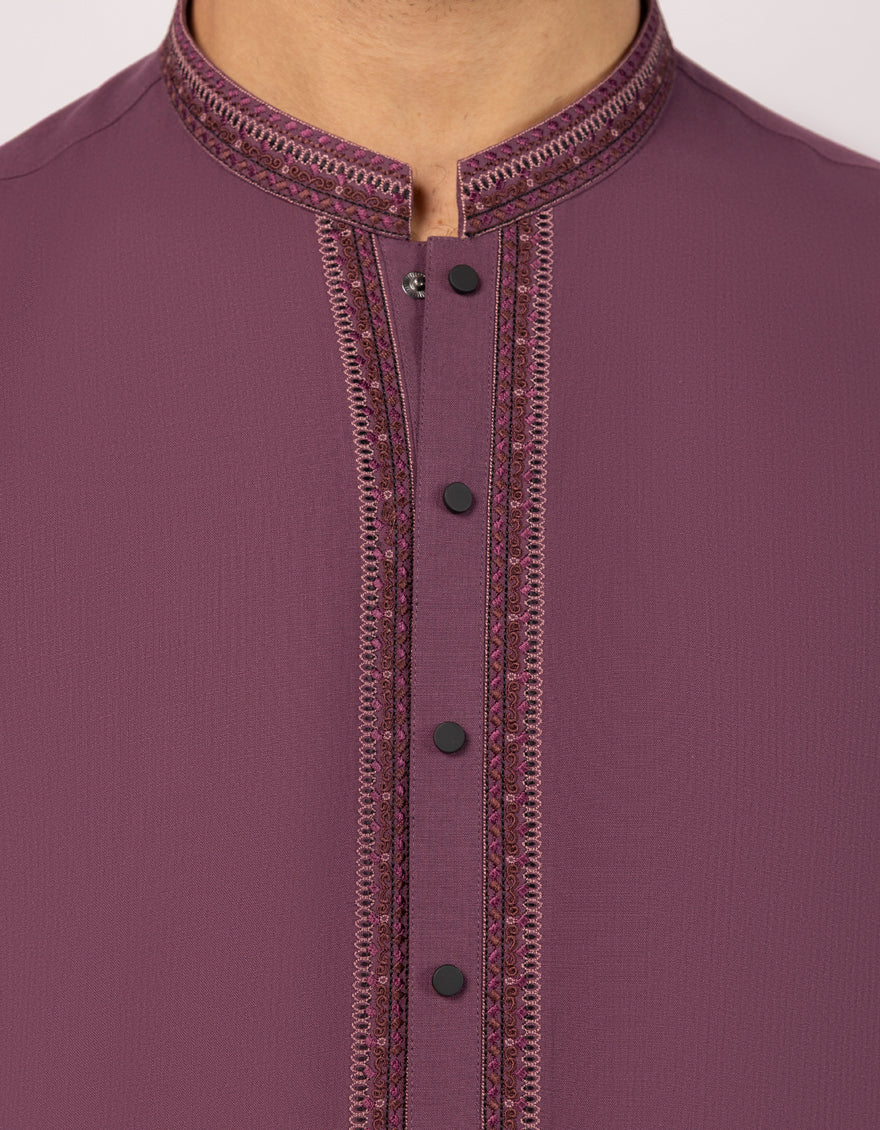 Polyester Violet Kurta Trouser - J. Junaid Jamshed