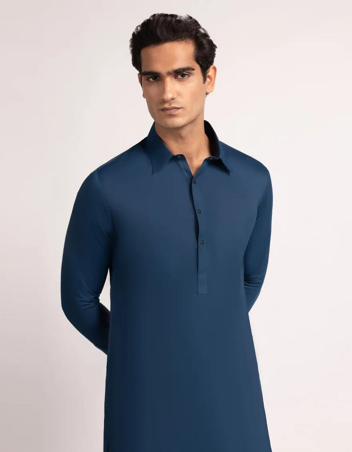 Blended Blue Shalwar Kameez  - J. Junaid Jamshed