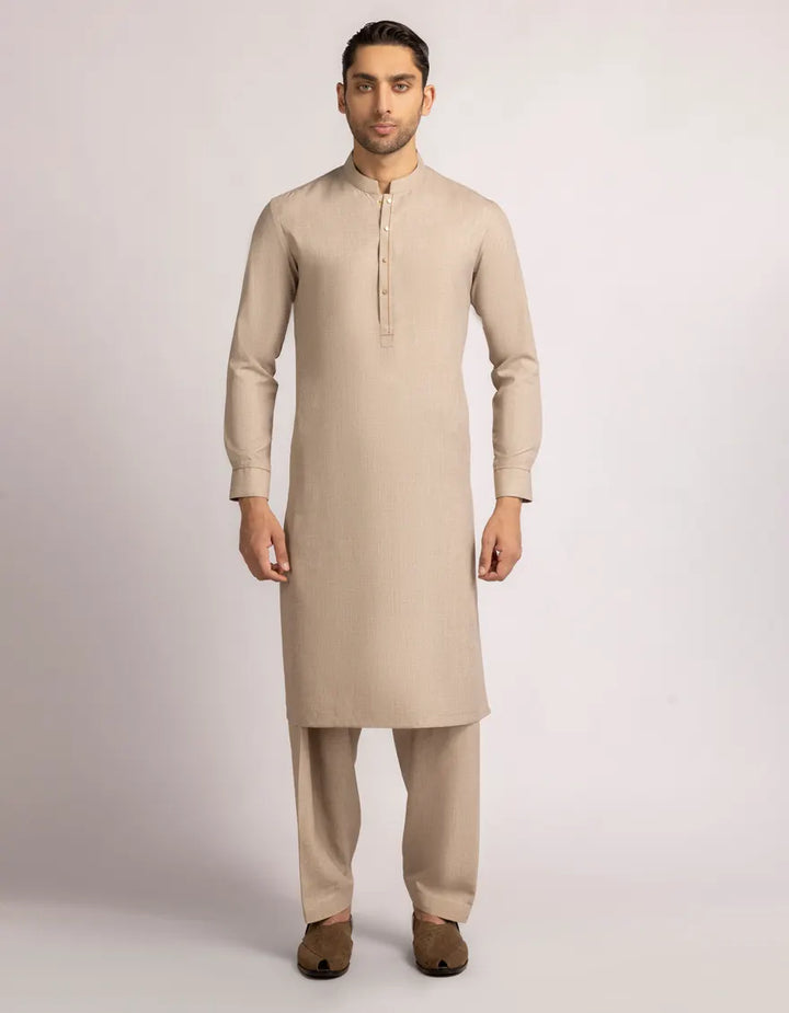 Blended Beige Shalwar Kameez - J. Junaid Jamshed