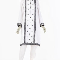 Dobby White Kurti - J. Junaid Jamshed