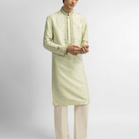 Polyester Light Green Special Kurta - J. Junaid Jamshed