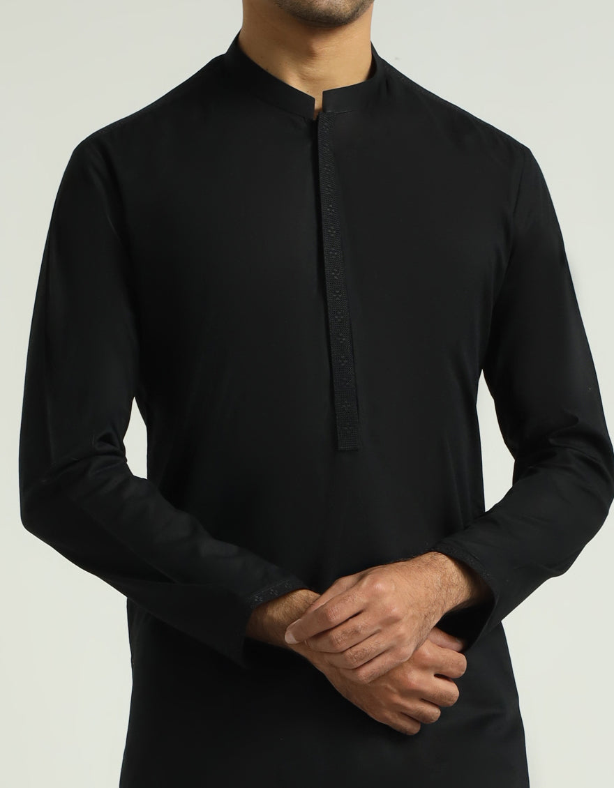 Cotton Black Kurta - J. Junaid Jamshed