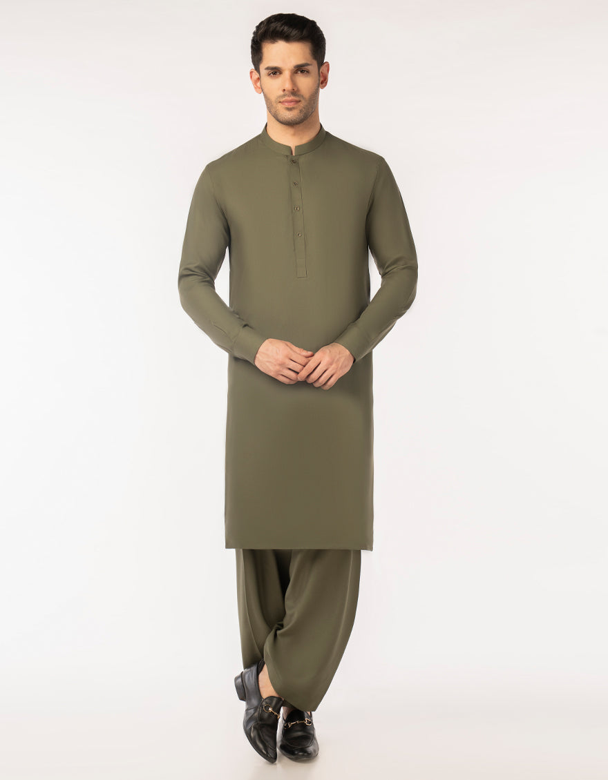 Blended Green Unstitched Suit - J. Junaid Jamshed