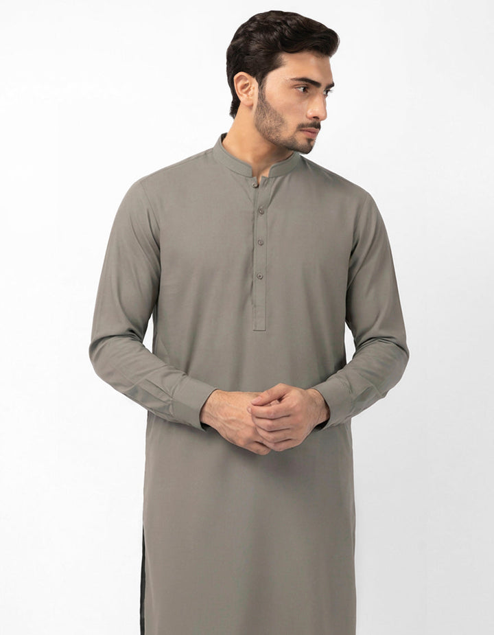 Blended Silver Kurta Trouser - J. Junaid Jamshed