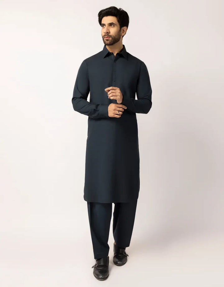 Blended Midnight Blue Shalwar Kameez - J. Junaid Jamshed
