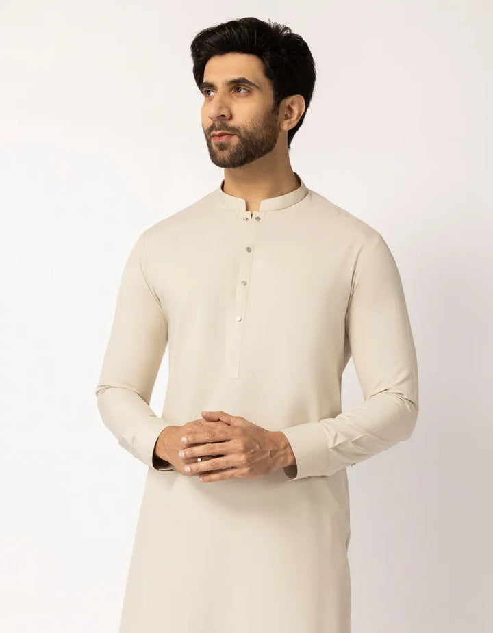 Blended Beige Shalwar Kameez - J. Junaid Jamshed