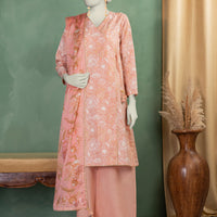 Lawn Peach Unstitched Suit - J. Junaid Jamshed