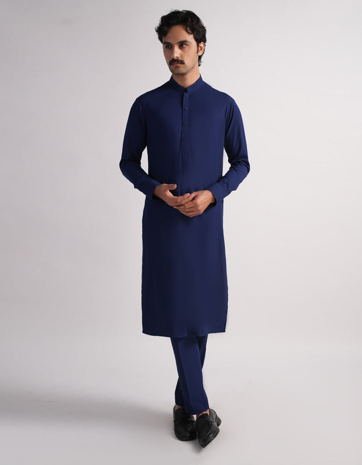 Blended Blue Kurta Trouser - J. Junaid Jamshed