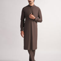 Blended Brown Kurta Trouser - J. Junaid Jamshed