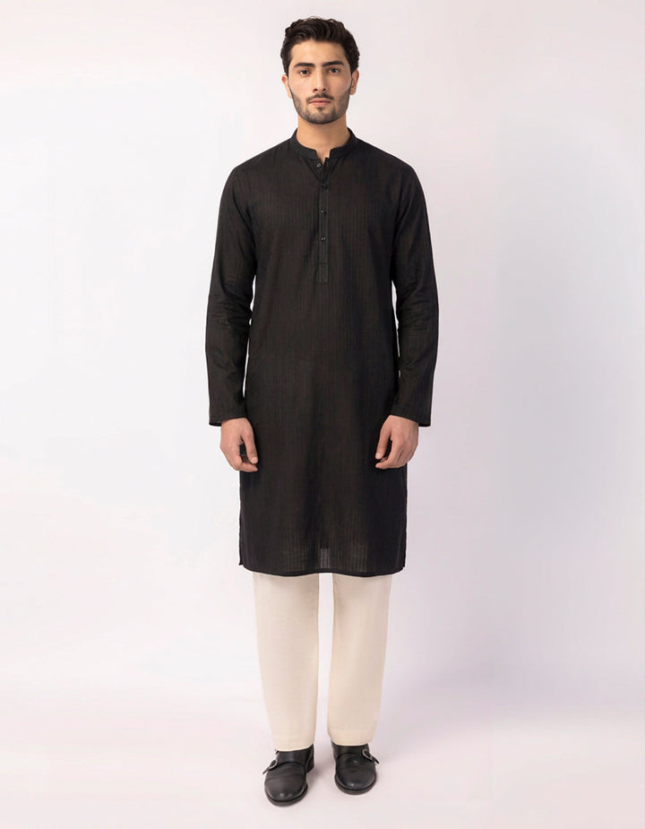Cotton Black Kurta - J. Junaid Jamshed