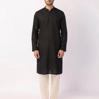 Cotton Black Kurta - J. Junaid Jamshed