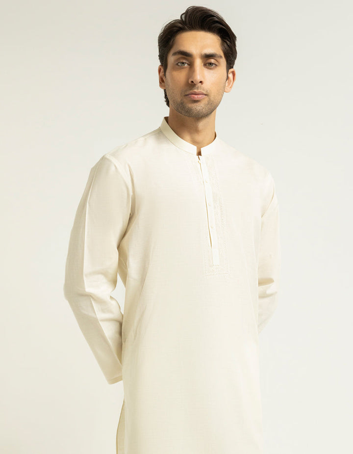 Cotton Cream Kurta Trouser - J. Junaid Jamshed