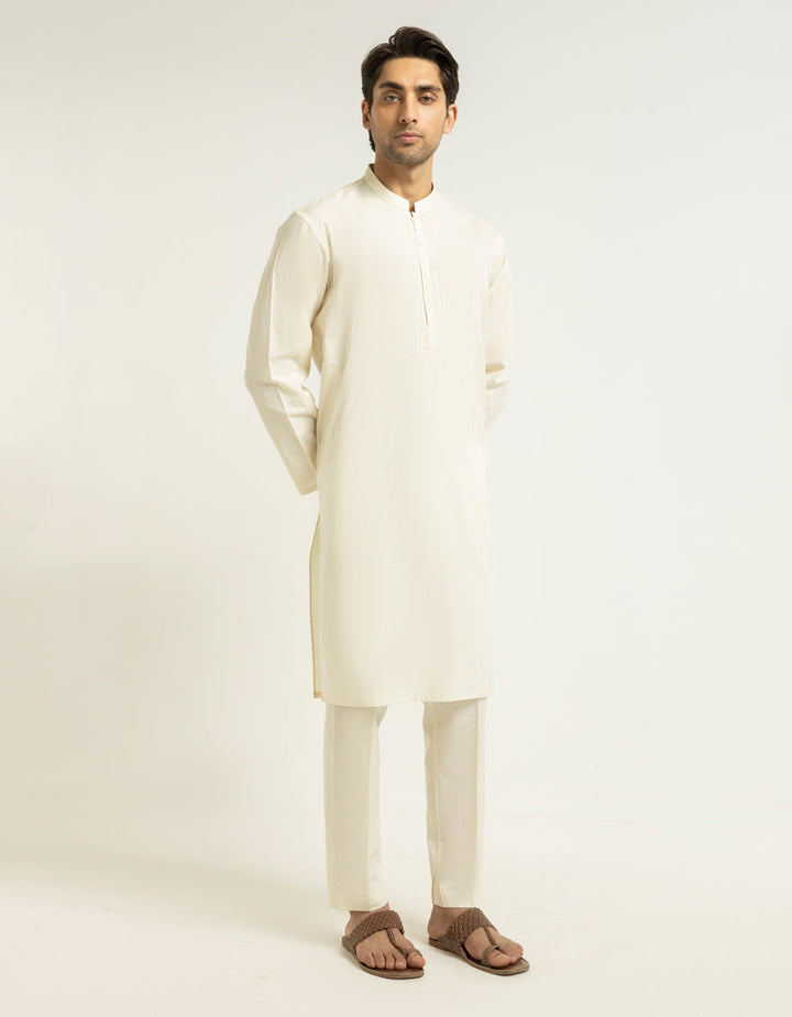 Cotton Cream Kurta Trouser - J. Junaid Jamshed