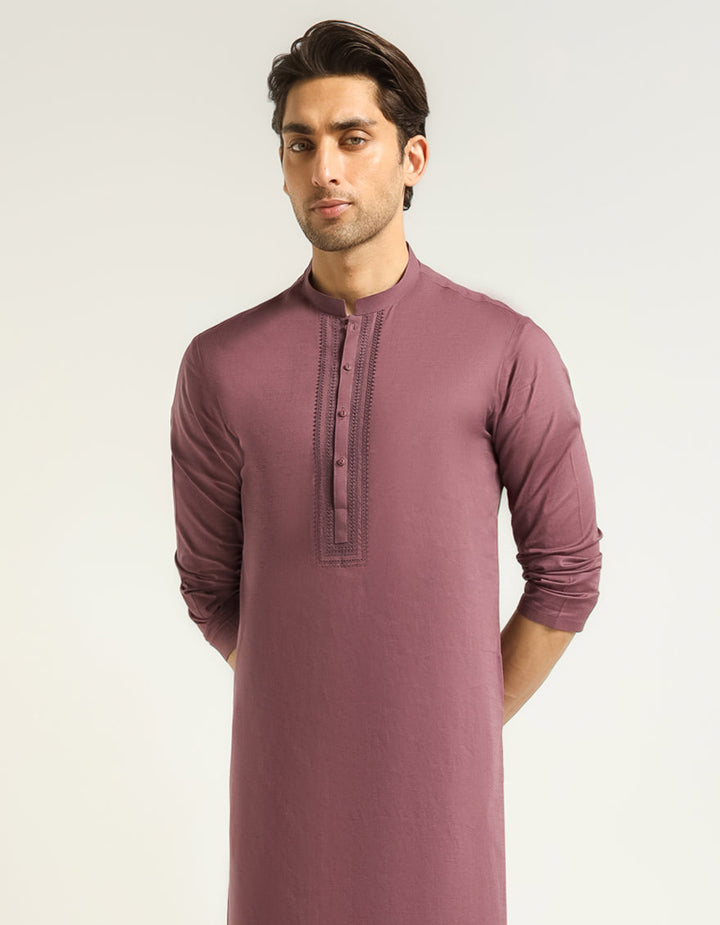 Cotton Plum Kurta Trouser - J. Junaid Jamshed