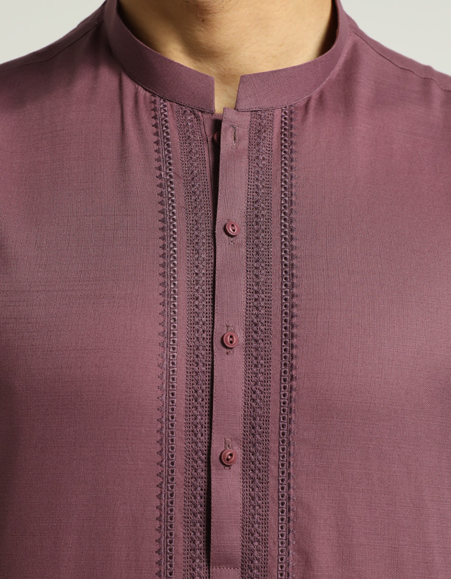 Cotton Plum Kurta Trouser - J. Junaid Jamshed