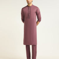 Cotton Plum Kurta Trouser - J. Junaid Jamshed