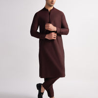 Cotton Rust Brown Kurta Trouser - J. Junaid Jamshed