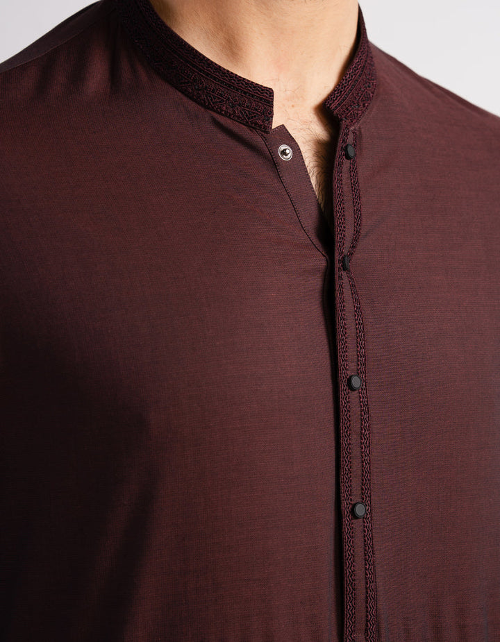 Cotton Rust Brown Kurta Trouser - J. Junaid Jamshed