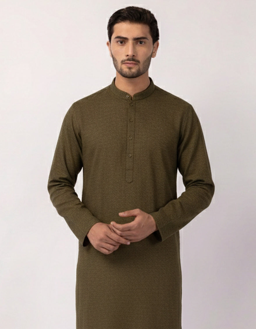Cotton Mehndi Kurta - J. Junaid Jamshed