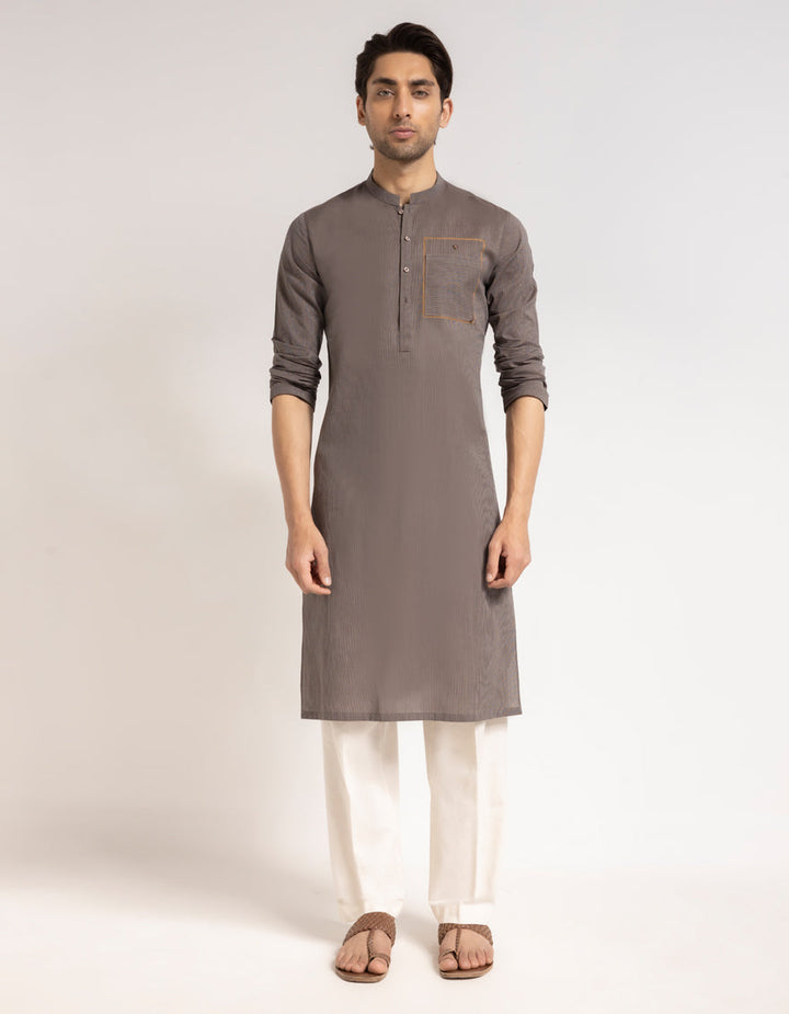 Cotton Brown Kurta - J. Junaid Jamshed