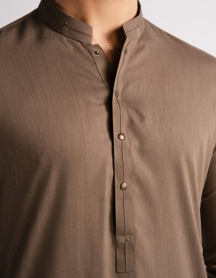 Blended Brown Kurta Trouser - J. Junaid Jamshed