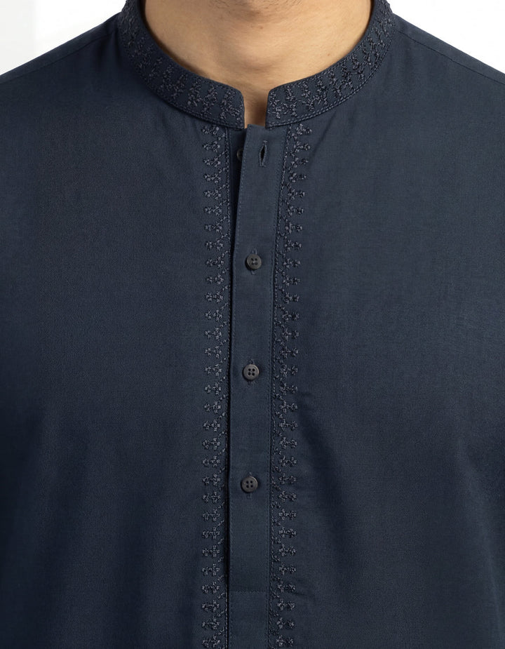 Polyester Teal Blue Kurta Trouser - J. Junaid Jamshed