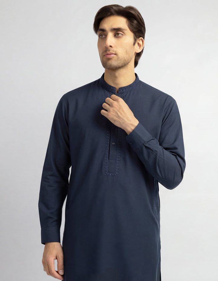 Polyester Teal Blue Kurta Trouser - J. Junaid Jamshed