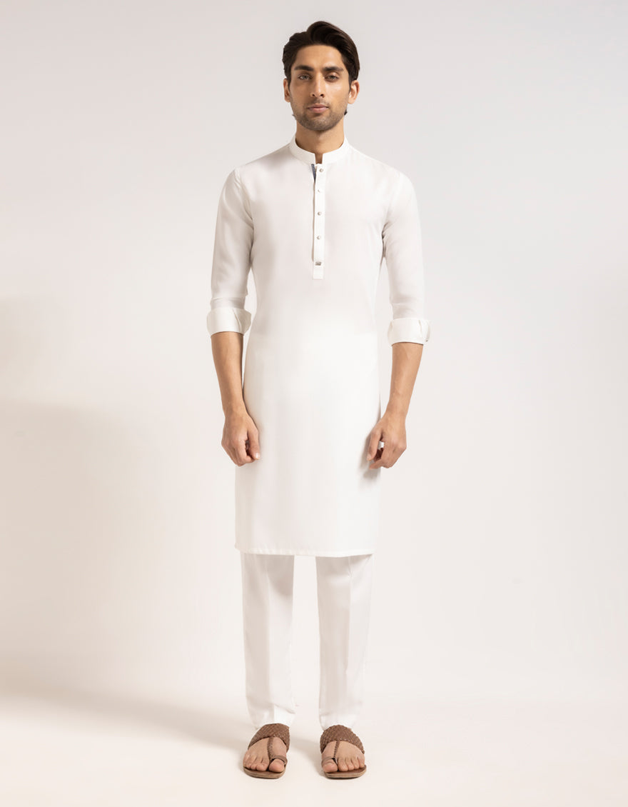 Polyester Off White Kurta Trouser - J. Junaid Jamshed