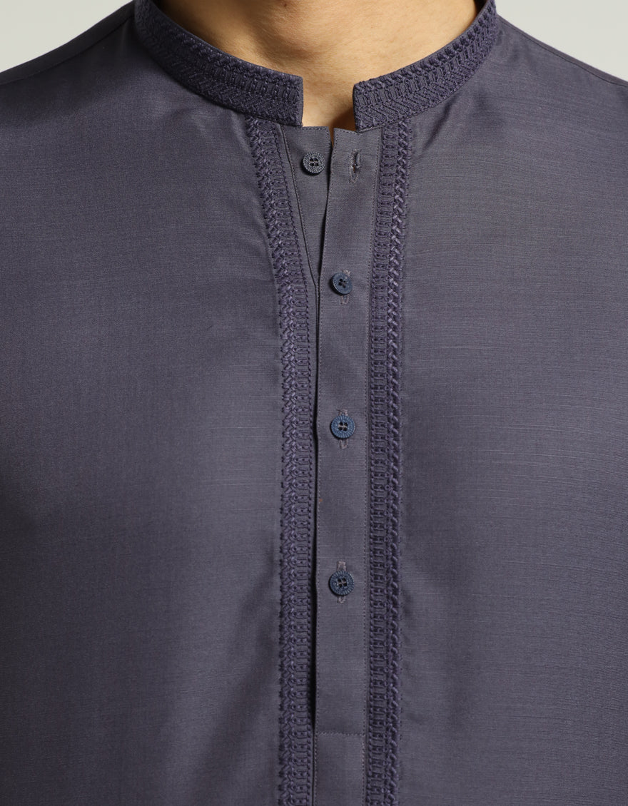 Blended Dark Grey Kurta Trouser - J. Junaid Jamshed