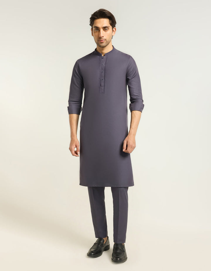 Blended Dark Grey Kurta Trouser - J. Junaid Jamshed