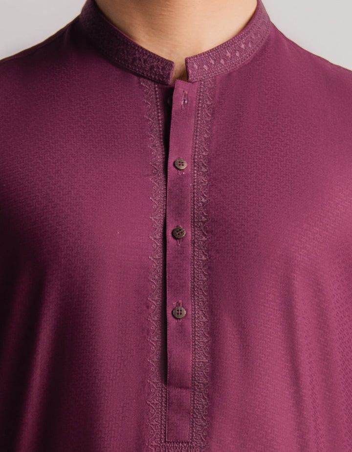 Blended Burgundy Kurta - J. Junaid Jamshed
