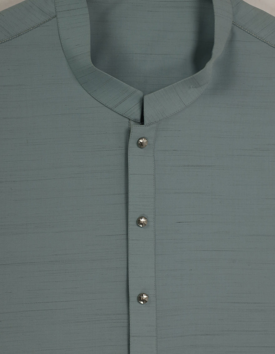 Blended Dull Green Kurta Trouser - J. Junaid Jamshed