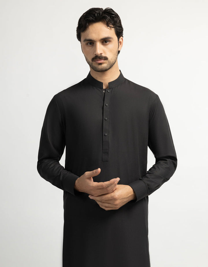 Blended Charcoal Grey Kurta Trouser - J. Junaid Jamshed