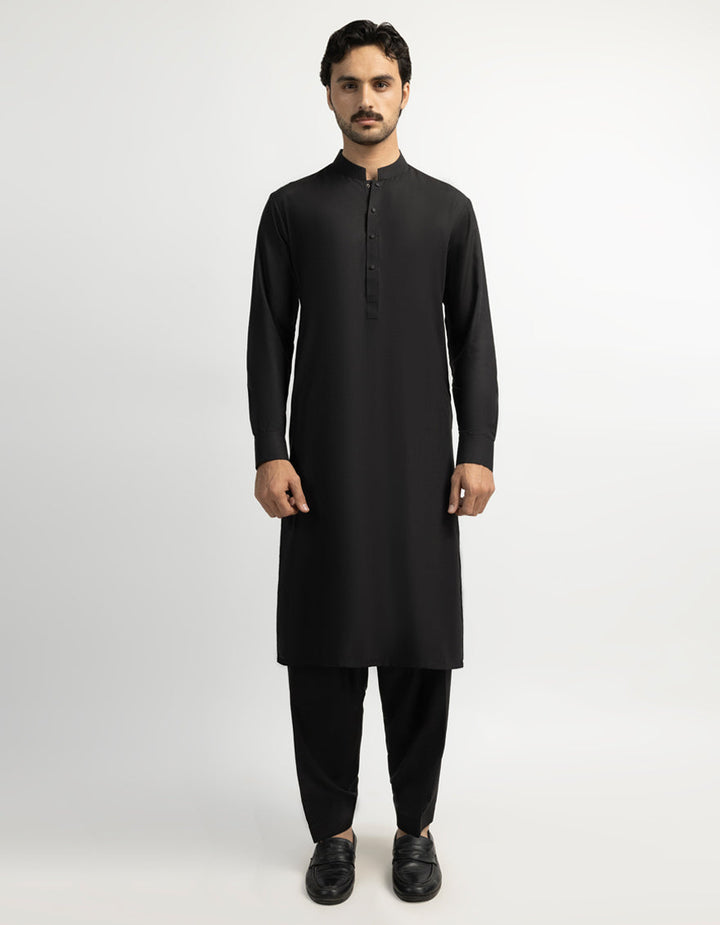 Blended Charcoal Grey Kurta Trouser - J. Junaid Jamshed