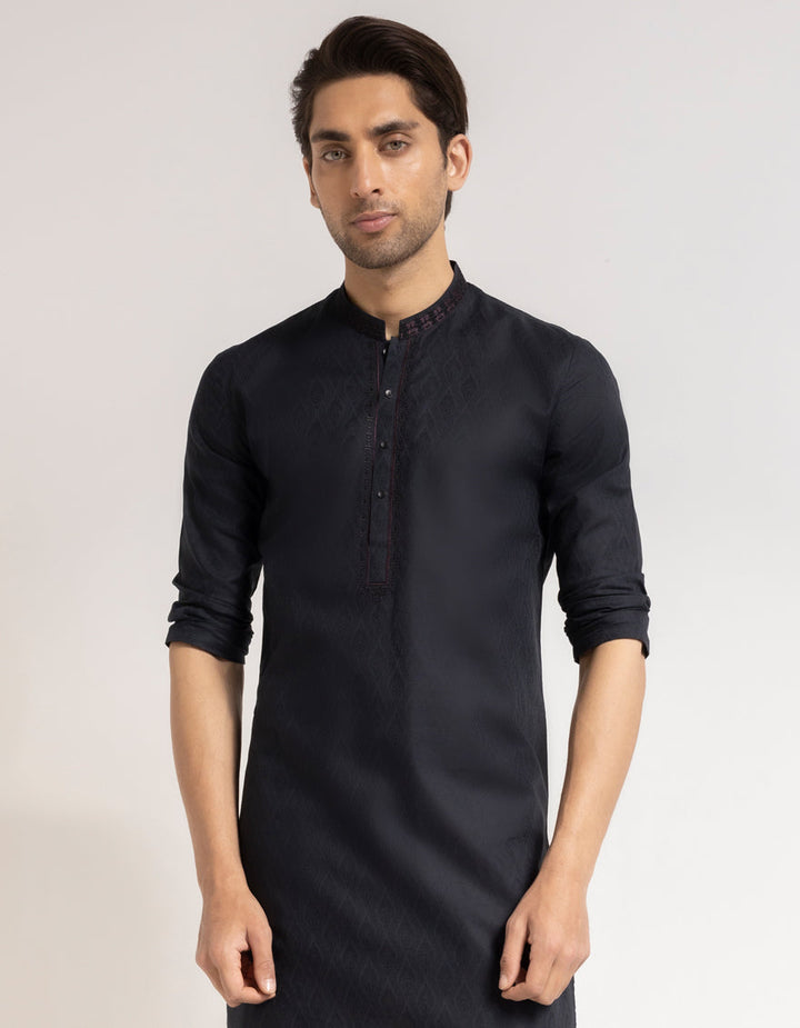 Cotton Black Kurta - J. Junaid Jamshed