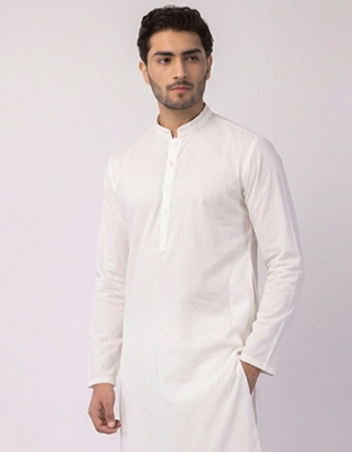 Cotton White Kurta - J. Junaid Jamshed