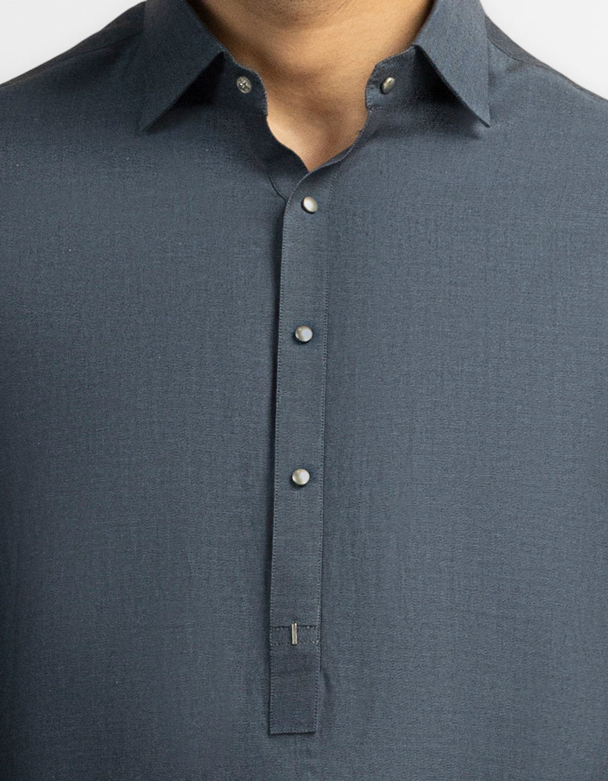 Cotton Denim Blue Shalwar Kameez - J. Junaid Jamshed
