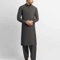 Cotton Charcoal Grey Shalwar Kameez - J. Junaid Jamshed