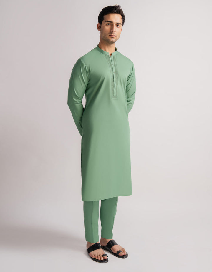 Cotton Green Kurta Trouser - J. Junaid Jamshed