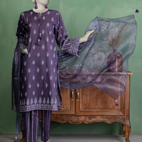 Lawn Purple Unstitched Suit - J. Junaid Jamshed
