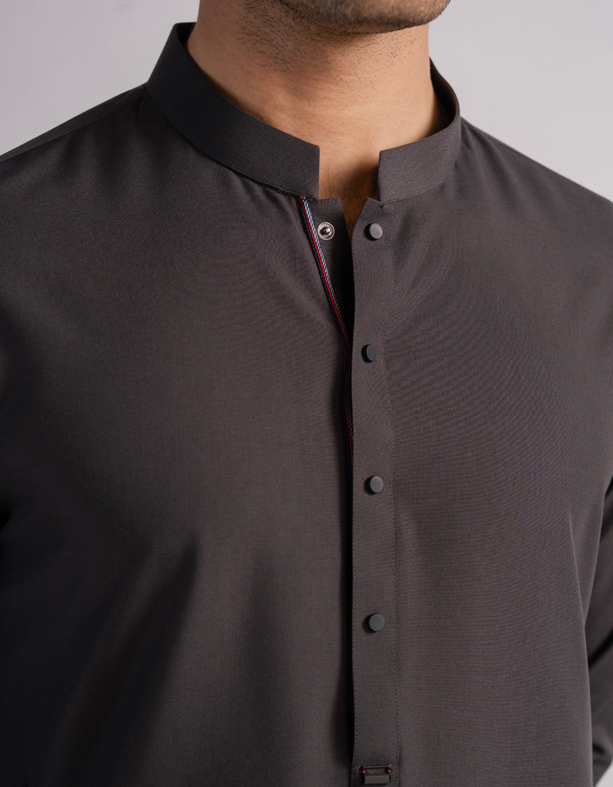 Polyester Deep Grey Kurta Trouser - J. Junaid Jamshed