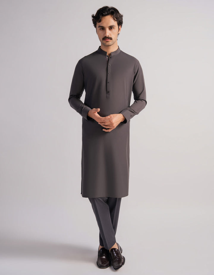 Polyester Deep Grey Kurta Trouser - J. Junaid Jamshed