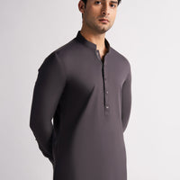 Blended Deep Grey Kurta Trouser - J. Junaid Jamshed