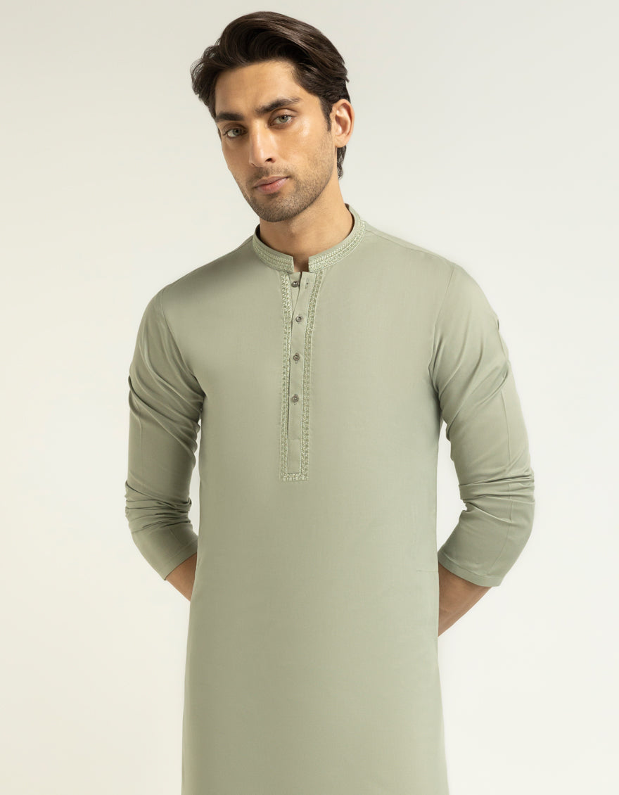 Blended Light Green Kurta - J. Junaid Jamshed